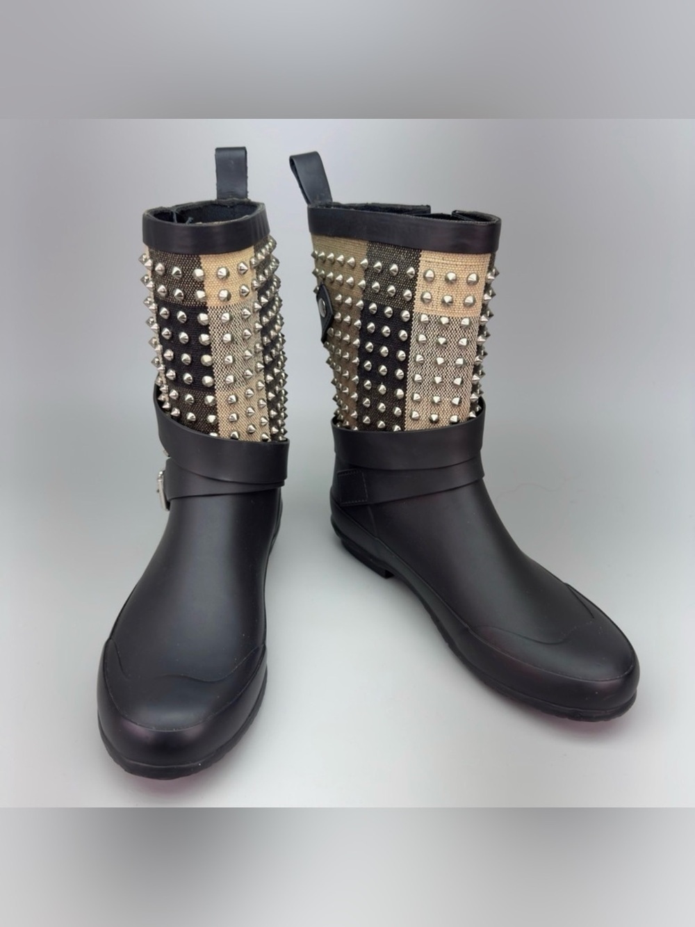 Burberry Studded Moto Holloway Rain Boots